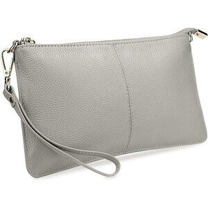 RFID Blocking Lightgrey Chain Wristlet Purse Women Small Clutch Zipper Pockets